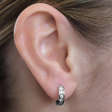Wide Small Diamond Hoop Earrings 18ct Gold