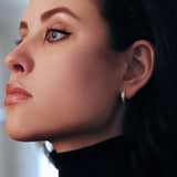 Wide Small Diamond Hoop Earrings 18ct Gold