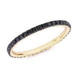 Bague d’éternité en diamant noir à tour complet, or jaune 18 carats