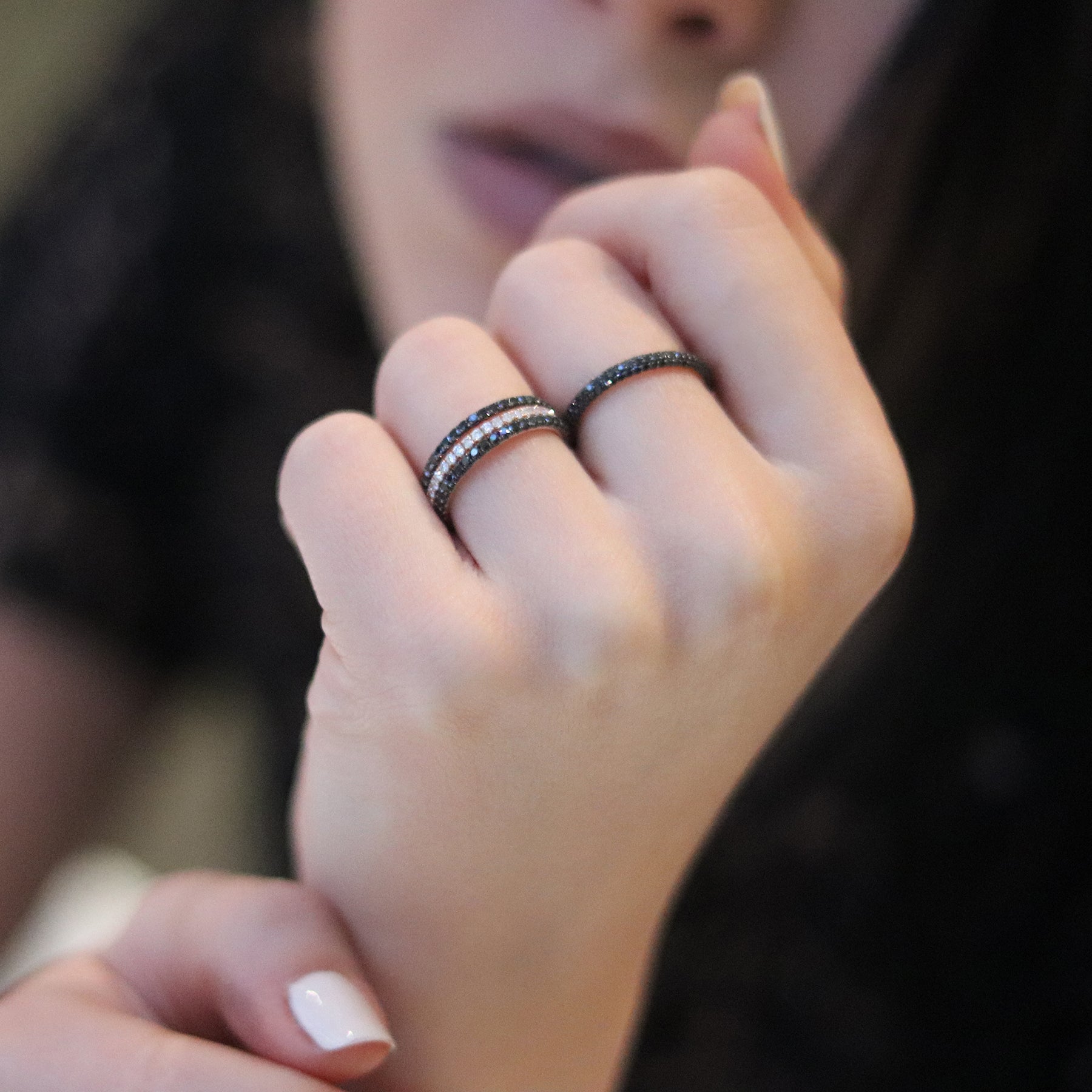 Stacking Rings - Full Eternity Skinny Rings in a rainbow of colours