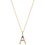 Multi Coloured Sapphire Initial Pendant in 9ct Yellow Gold