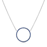 16mm blue sapphire circle pendant 18ct white gold