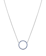 16mm blue sapphire circle pendant 18ct white gold