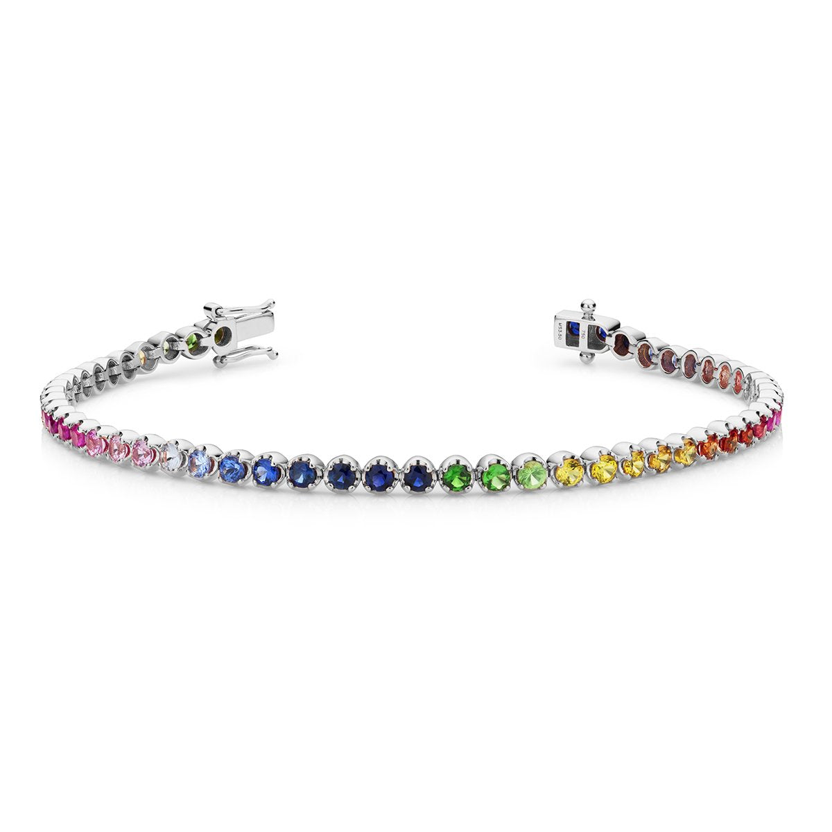 3.0ct Rainbow Sapphire Gold Tennis Bracelet