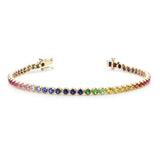 3.0ct Rainbow Sapphire Gold Tennis Bracelet