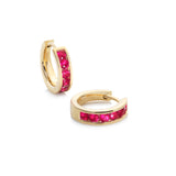 wide mini-hoop Ruby earrings -18ct yellow gold