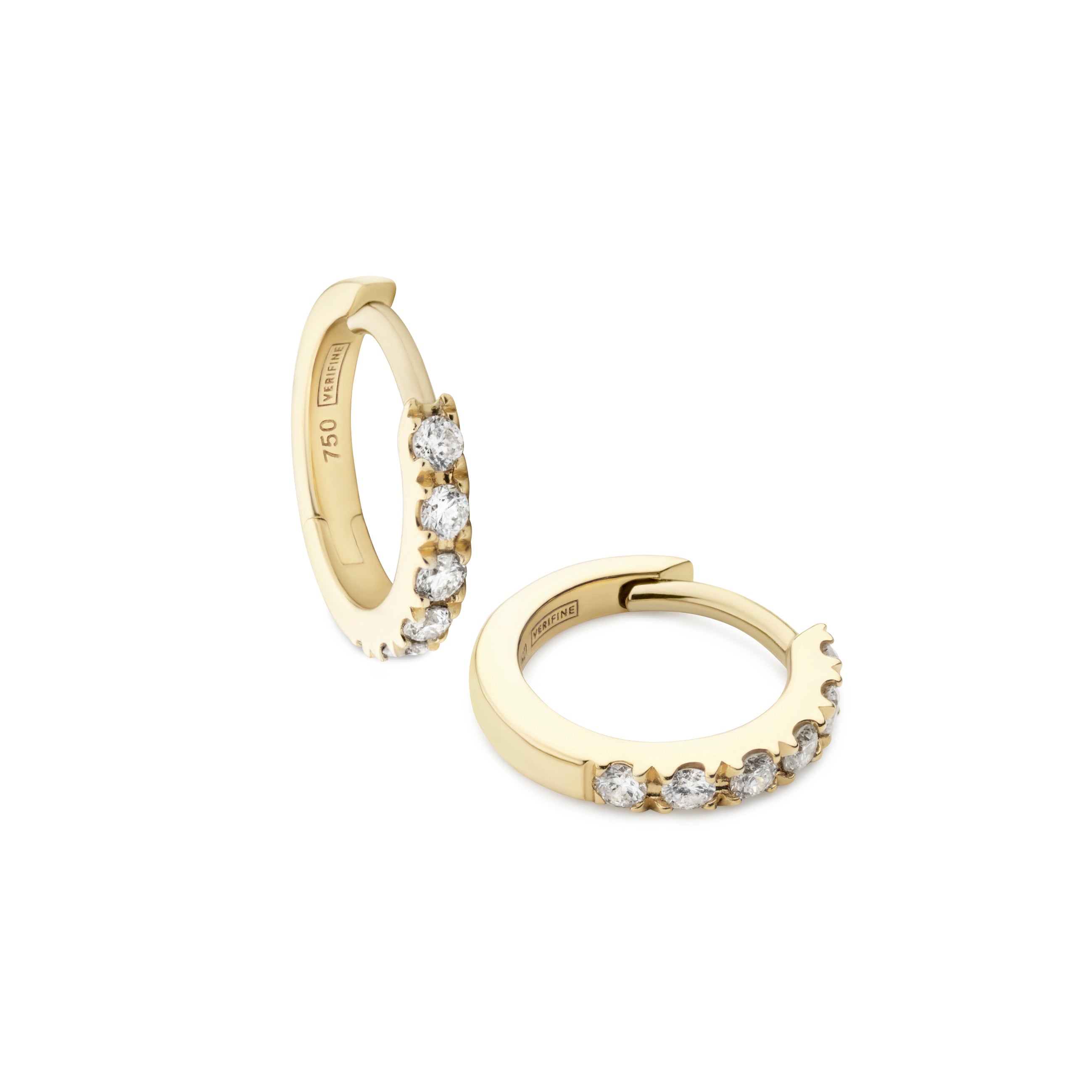 Diamond Huggie Earrings 18ct Gold 10mm