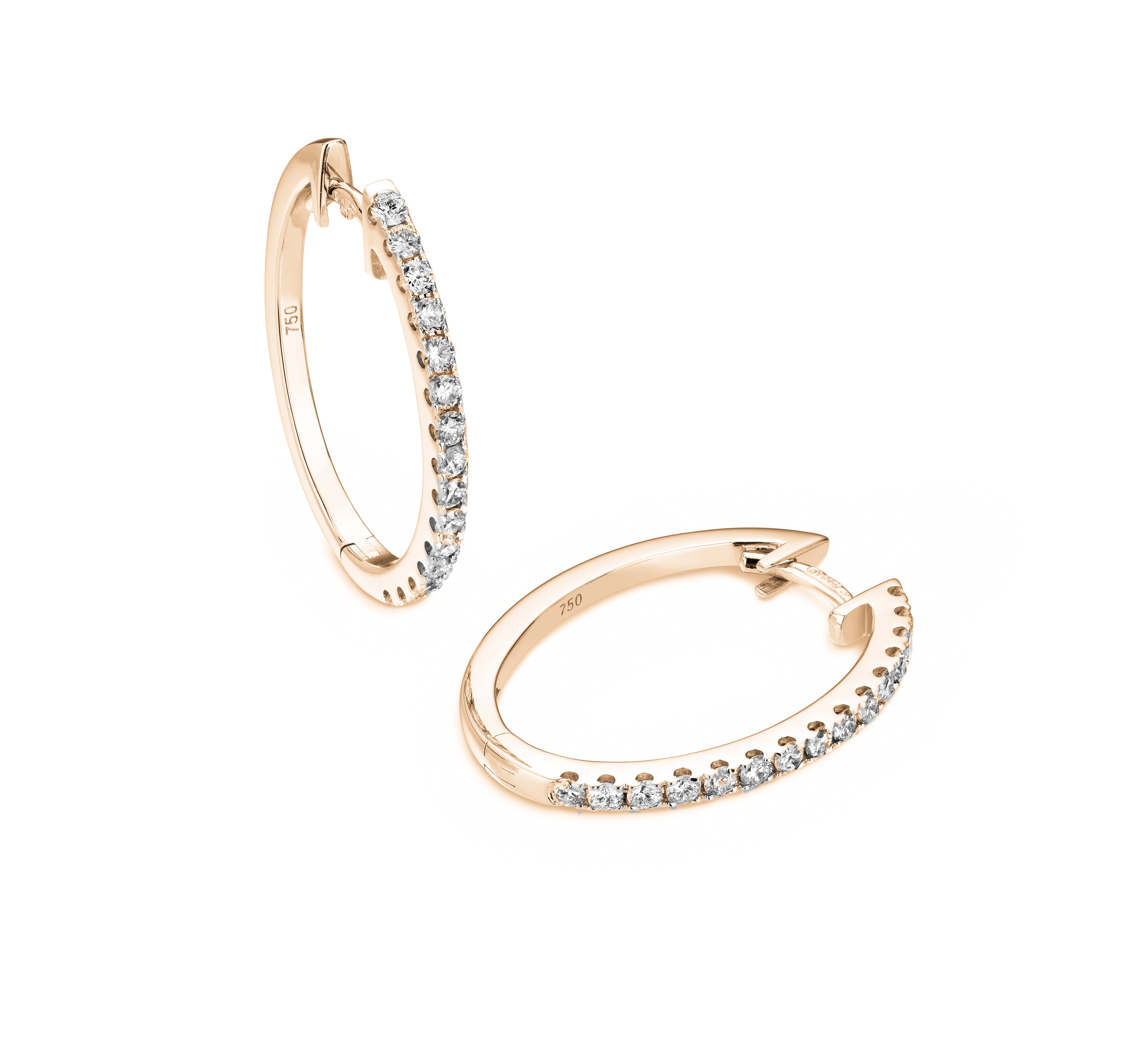 Diamond Oval Hoops 18ct Gold