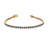 3.0ct Blue Sapphire Yellow Gold Tennis Bracelet