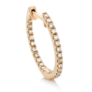 Full-set 18ct rose gold diamond hoop earrings 15mm