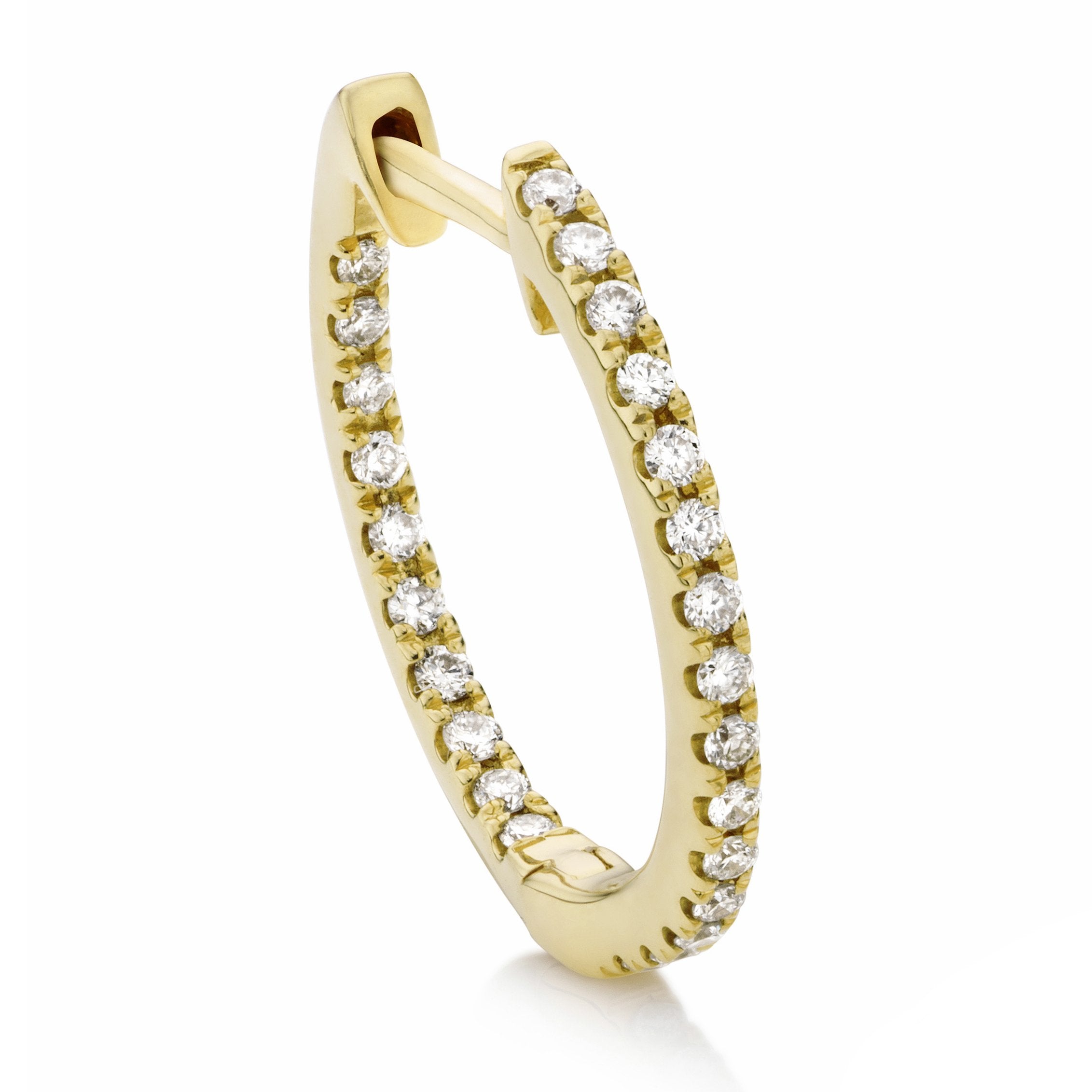 Full-set 18ct white gold diamond hoop earrings 15mm