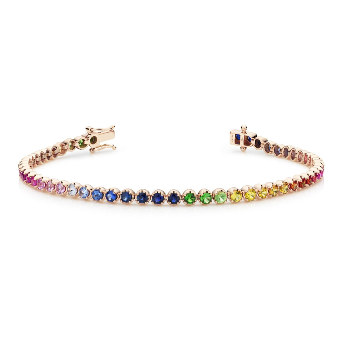 rainbow (54 sapphires) tennis bracelet 18ct gold
