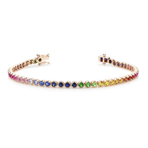 rainbow (54 sapphires) tennis bracelet 18ct gold