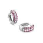 3-row pavé pink sapphire & white diamond Gemopoli Huggies white gold