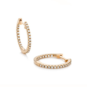 Full-set 18ct rose gold diamond hoop earrings 15mm