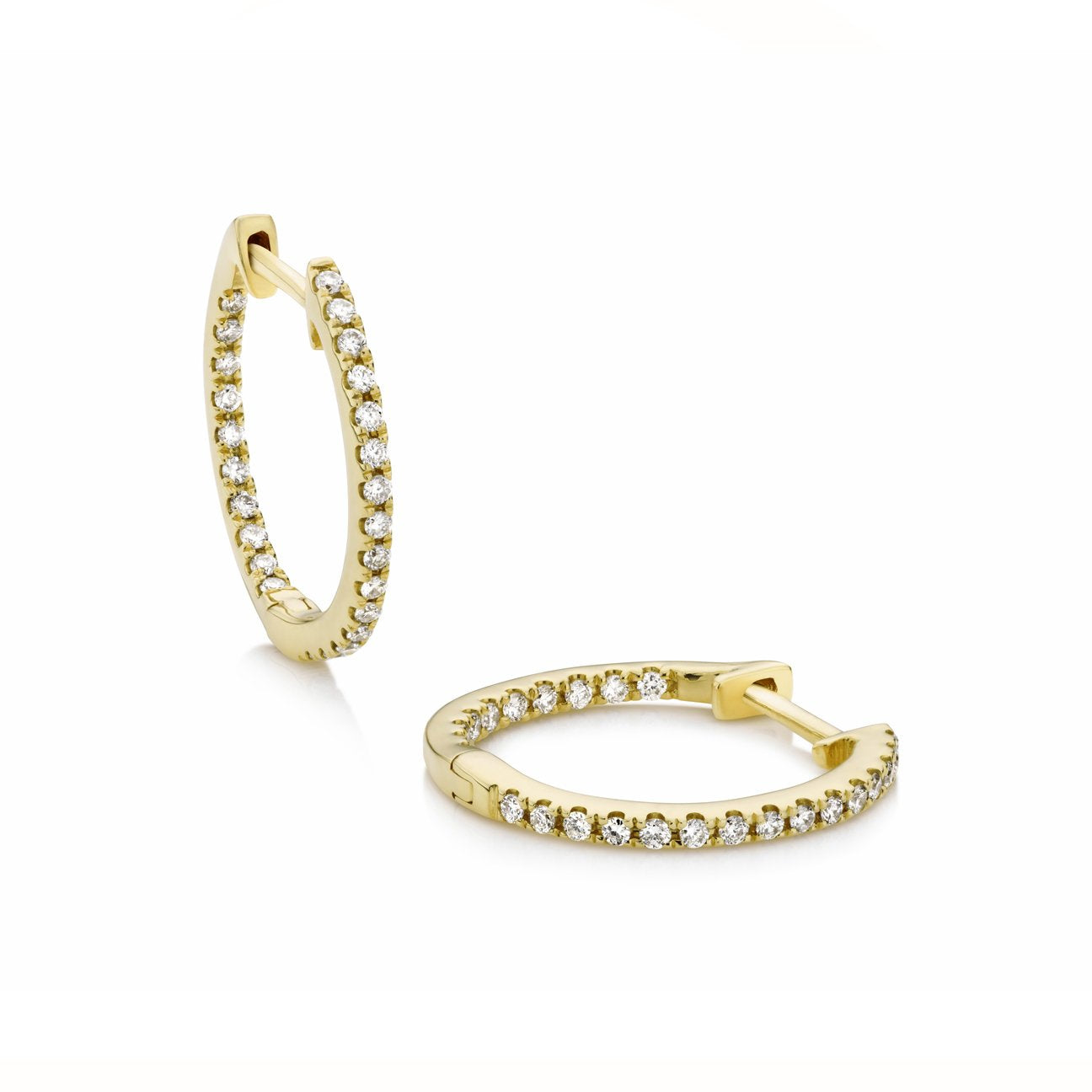 Full-set 18ct white gold diamond hoop earrings 15mm – Verifine