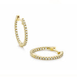 Full-set 18ct yellow gold diamond hoop earrings 15mm