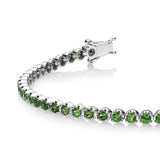 3.0ct Green Garnet White Gold Tennis Bracelet