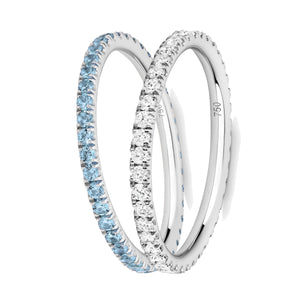 blue topaz and diamond eternity ring pair 18ct white gold
