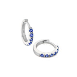 Blue Sapphire Huggie Earrings 18ct White Gold