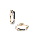 Cross-over black & white diamond hoop earrings 18ct white gold