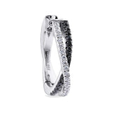 Cross-Over Black & White Diamond Hoop Earrings 18ct Gold