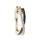 Cross-Over Black & White Diamond Hoop Earrings 18ct Gold