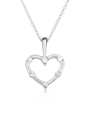 diamond heart pendant 18ct white gold