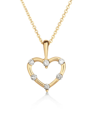 diamond heart pendant 18ct yellow gold