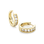 Wide small diamond hoop earrings 18ct gold
