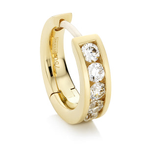 wide mini-hoop diamond earrings -18ct yellow gold