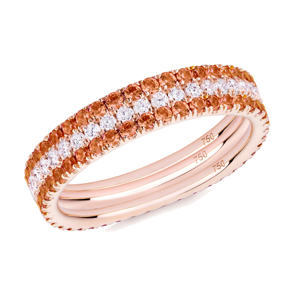 Diamonds on Fire eternity ring stack 18ct rose gold