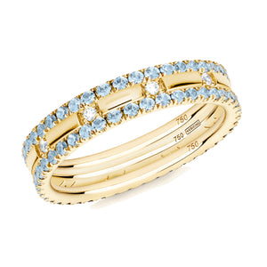 blue topaz filler ring stack 18ct yellow gold