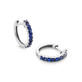 18ct White Gold Sapphire Round Hoops 14mm