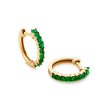 18ct Yellow Gold Emerald Round Hoops 14mm
