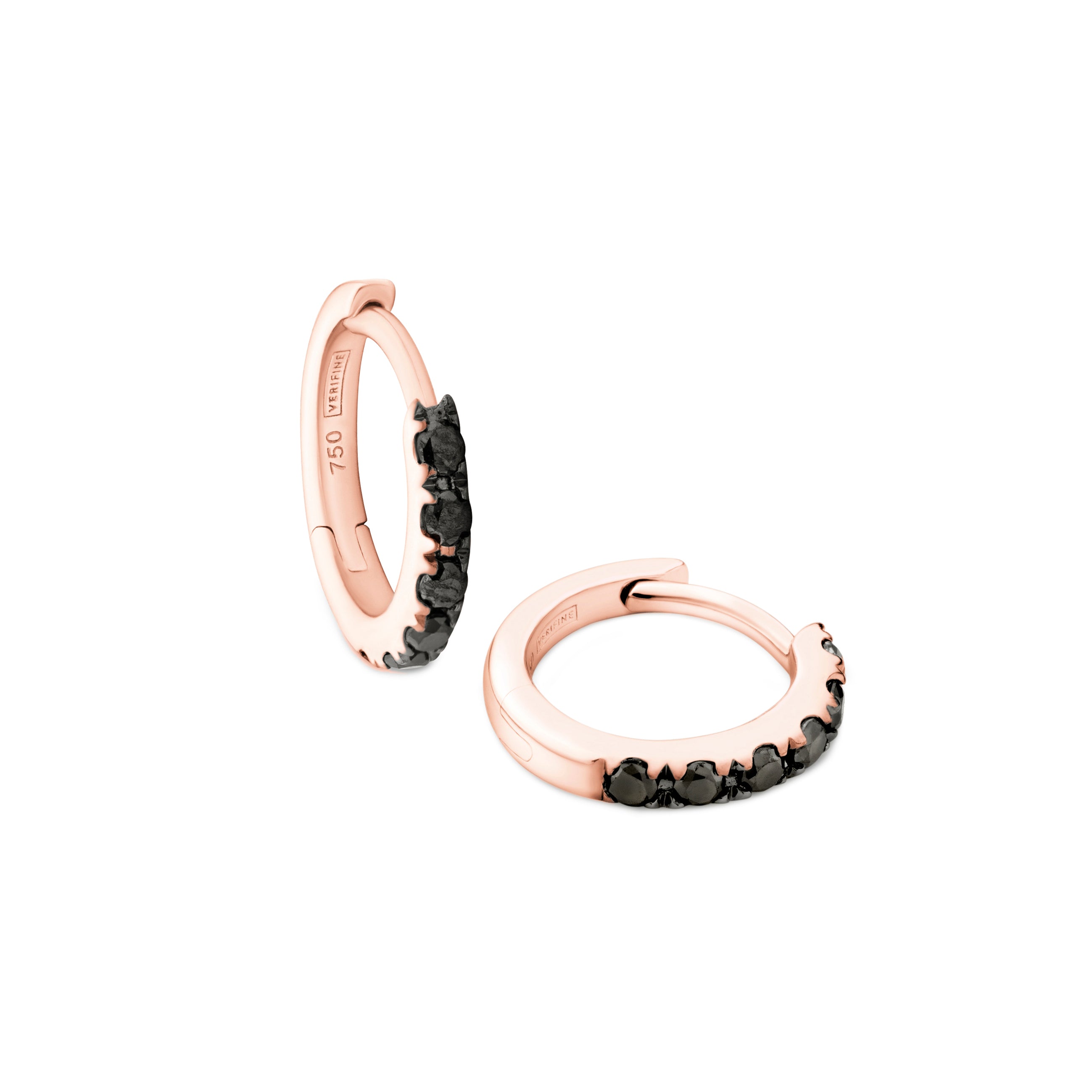black diamond huggie earrings 18ct rose gold