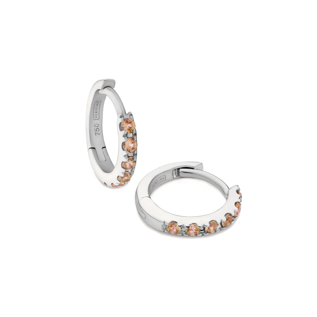 orange sapphire huggie earrings 18ct white gold