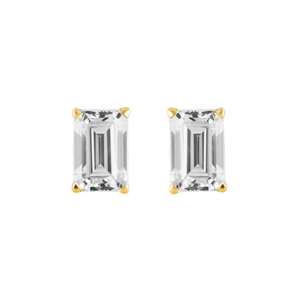 Emerald-cut diamond studs in 18ct yellow gold