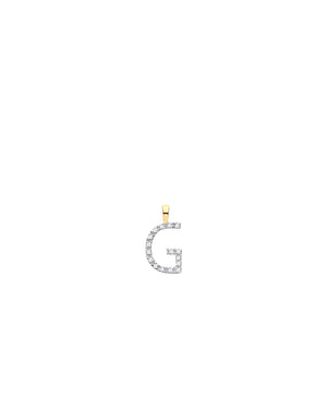 Diamond initial necklace (G) in 9ct white or yellow gold.
