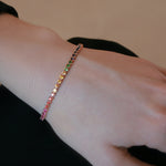 rainbow (61 sapphires) tennis bracelet 18ct gold