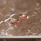 18ct Rose Gold Ruby Round Hoops 14mm