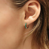 18ct Yellow Gold Emerald Round Hoops 14mm