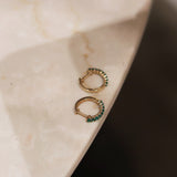 18ct Yellow Gold Emerald Round Hoops 14mm