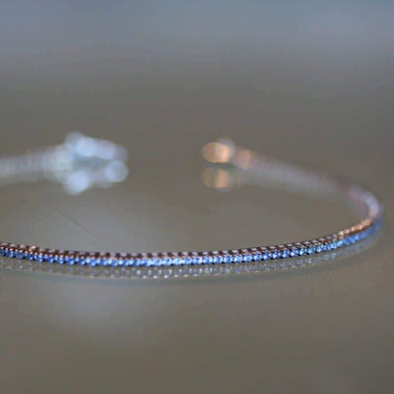 bracelet tennis en saphir bleu ultra fin