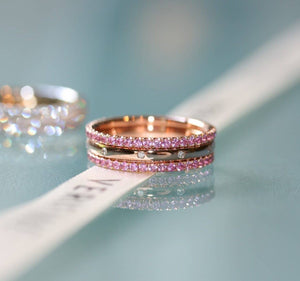 pink sapphire XV filler ring stack