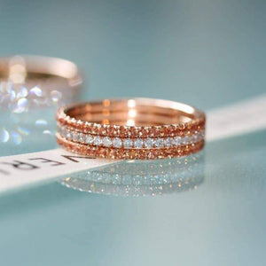 Diamonds on Fire eternity ring stack 18ct rose gold
