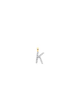 Diamond initial necklace (K) in 9ct white or yellow gold.