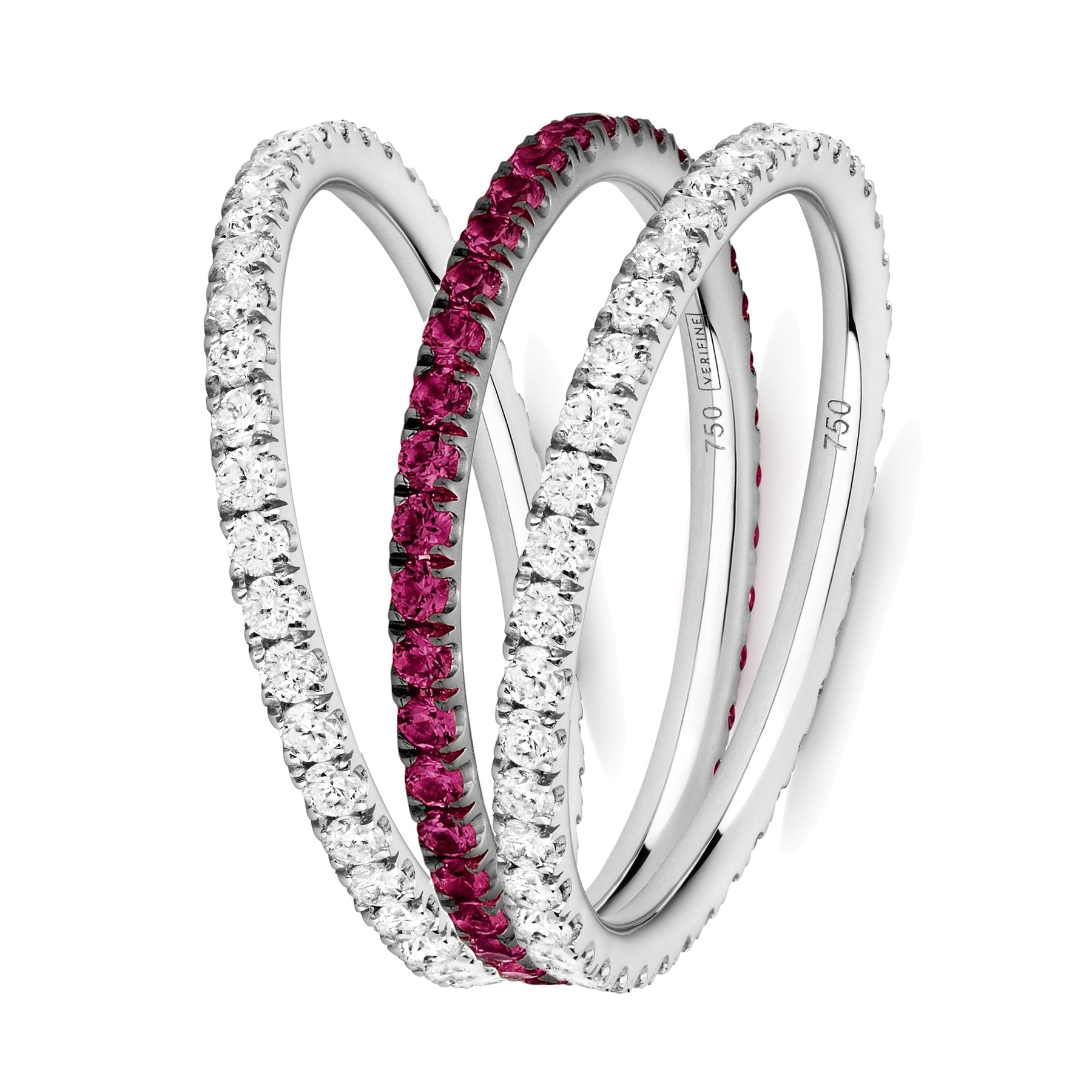 Line of Love eternity ring stack 18ct white gold