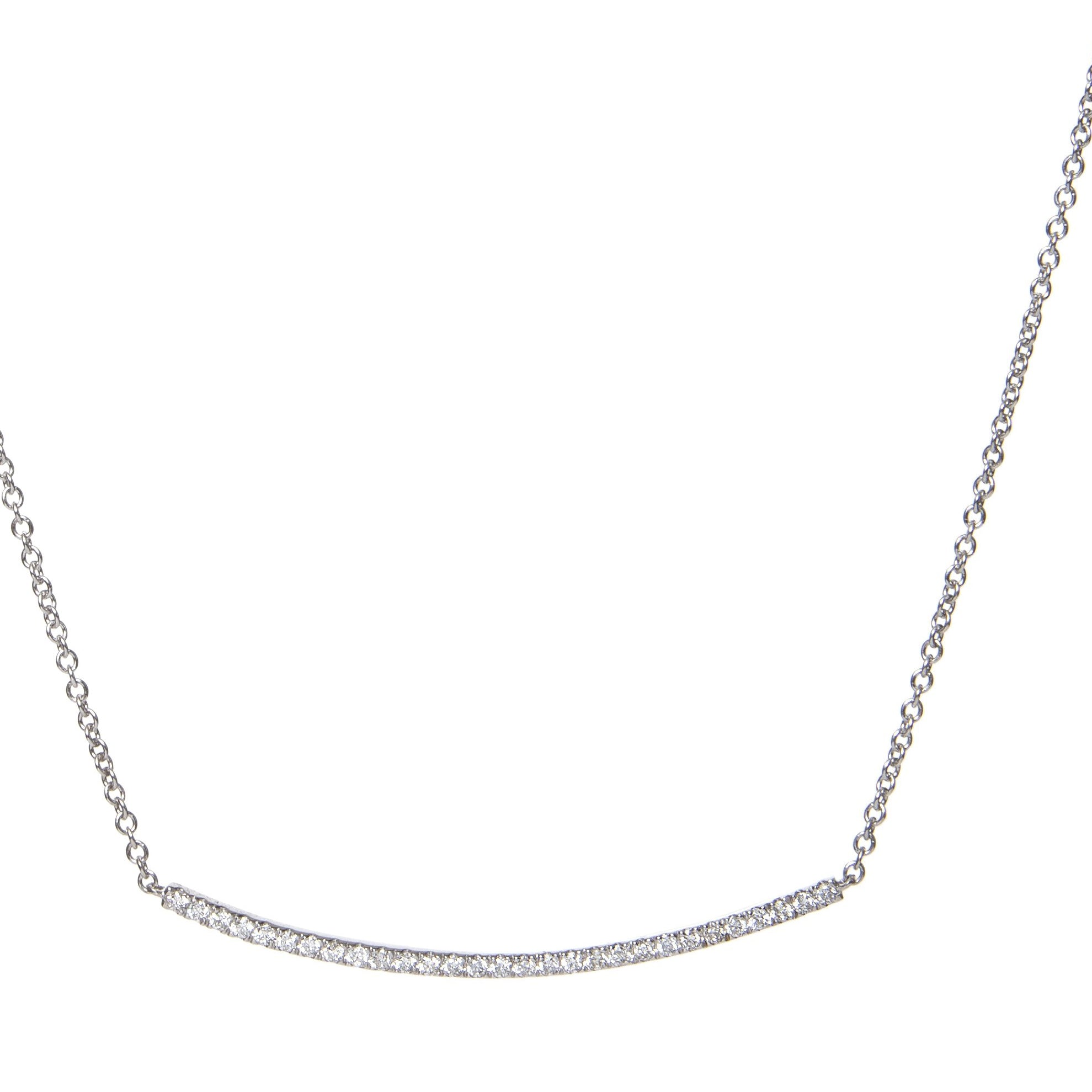 diamond curved bar pendant 18ct white gold