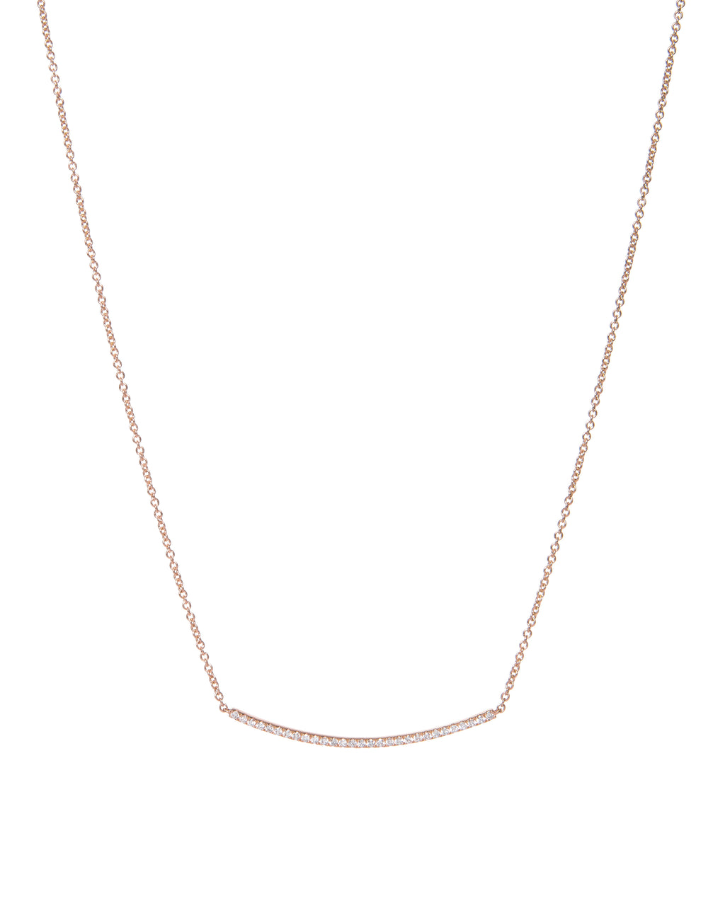 diamond curved bar necklace 18ct rose gold